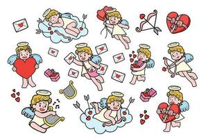 Hand Drawn Cupid collection in flat style illustration for business ideas vector