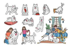 Hand Drawn dog and family collection in flat style illustration for business ideas vector