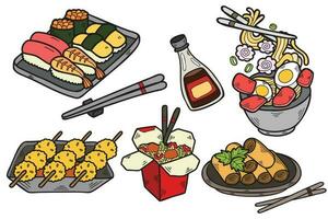 Hand Drawn chinese food collection in flat style illustration for business ideas vector