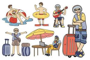 Hand Drawn outdoor traveler collection in flat style illustration for business ideas vector