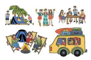 Hand Drawn outdoor traveler collection in flat style illustration for business ideas vector