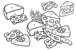 mano dibujado queso colección en plano estilo ilustración para negocio ideas vector