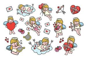 Hand Drawn Cupid collection in flat style illustration for business ideas vector