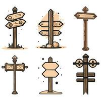 vintage signpost logo in flat line art style vector