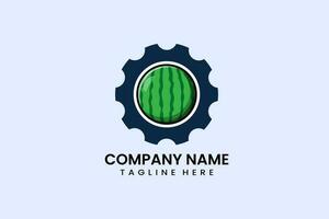 Flat Watermelon gear mechanical engineering logo vector