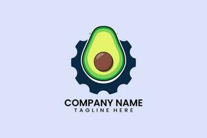 Flat avocado and gear mechanical engineering logo vector