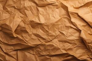 Crumpled brown paper background. photo