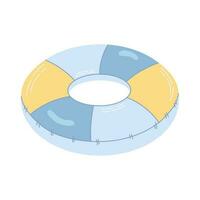 Striped inflatable ring for swimming isolated on a white background. Colored flat illustration. vector