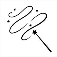 Magic wand with star. Wizard tool. Miracle symbols and Wizard stick. Fairytale rod vector