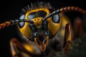 The wasp head. A striking macro shot. photo