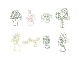 conjunto de mano dibujado flores y hojas vector