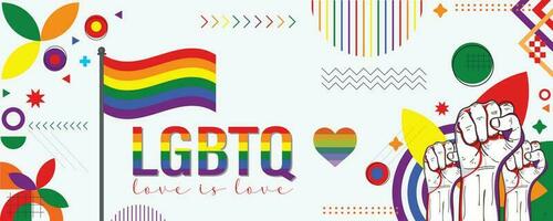 PRIDE Rainbow Typography Pride Text Isolated on Background with LGBTQ Rainbow Pride Flag vector