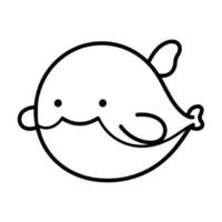 Hand Drawn cute whale in doodle style vector