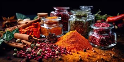 . . Set of different indian spices for meny food tasty. Graphic Art photo