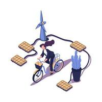 healthy environmrnt to live without polution flat style isometric illustration vector design