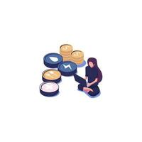 Intermediate consumption flat style isometric illustration vector design