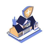 house insurance flat style isometric illustration vector design