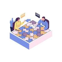 problem solving business support flat style isometric illustratioon vector design