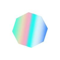 Rainbow octagon isolated on white background. Holographic polygon, iridescent foil sticker, bright patch in the style of the 90s, 00s. vector