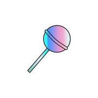 Doodle holographic lollipop isolated on white background. Trendy hand drawn vector rainbow sticker in 90s, 00s, Y2K style.