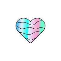 Holographic rainbow vector heart isolated on white background. Trendy style gradient sticker Y2K, perfect for print, patch.