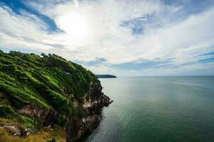 Beautiful landscape view with endless horizon on Pha Suk Nirun cliff at chathaburi city thailand.Pha Suk Nirun cliff A popular sunrise and sunset location in chathaburi city. photo