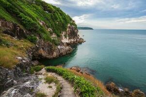 Beautiful landscape view with endless horizon on Pha Suk Nirun cliff at chathaburi city thailand.Pha Suk Nirun cliff A popular sunrise and sunset location in chathaburi city. photo