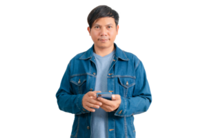 Asian man in shirt and jeans png