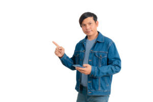 Asian man in shirt and jeans png