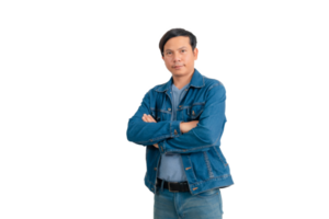 Asian man in shirt and jeans png