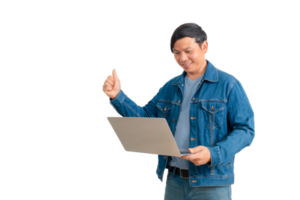 Asian man in shirt and jeans png