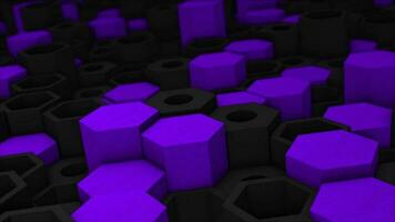 purple and black color hexagonal block moving up and down video
