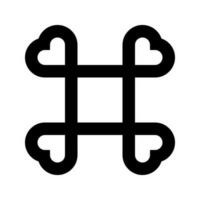 Heart shaped corner square icon connected. Black line command symbol white background. Symmetrical infinity logo design. Vector illustration.
