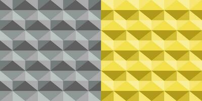 Seamless abstract background. Triangle zigzag pattern, diamond shape. Color yellow and gray. Textured design for fabric, tile, cover, poster, textile, backdrop, wall. Vector illustration.