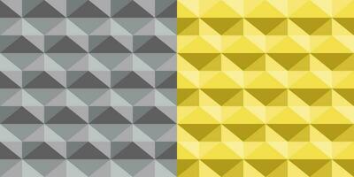 Seamless abstract background. Triangle zigzag pattern, diamond shape. Color yellow and gray. Textured design for fabric, tile, cover, poster, textile, backdrop, wall. Vector illustration.