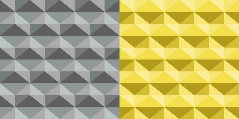 Seamless abstract background. Triangle zigzag pattern, diamond shape. Color yellow and gray. Textured design for fabric, tile, cover, poster, textile, backdrop, wall. Vector illustration.