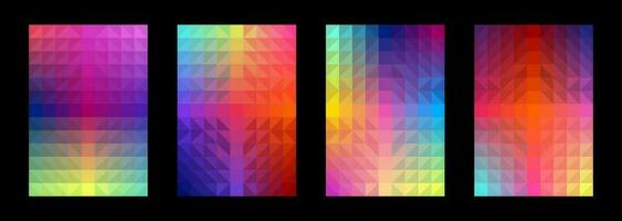 Abstract geometric pattern set. Gradient triangle square. Colorful background. Template design for publications, cover, poster, flyer, brochure, banner, wall. Vector illustration.