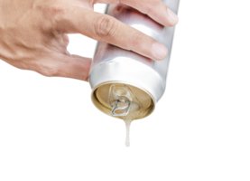 Hand pour beer from aluminum can png