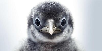 ai generado. ai generativo. foto ilustración de pequeño bebé pingüino linda gracioso rostro. gráfico Arte