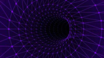 purple color 3d cylindrical mesh seamless looping tunnel background video