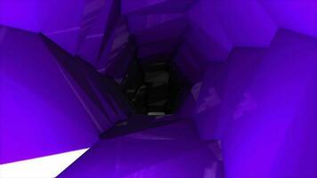 purple color glossy glass 3d hexagonal shaped tunnel, dark 3d tunnel video