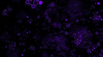 purple color 3d mesh of tech elements and neurons, Technology background video