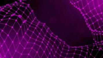 pink color dots and lines 3d grid mesh waving background video