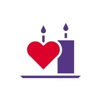 Candle love icon solid duocolor red purple style valentine illustration symbol perfect. vector