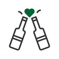 vino amor icono duotono verde negro estilo enamorado ilustración símbolo Perfecto. vector