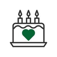 Cake love icon duotone grey green style valentine illustration symbol perfect. vector