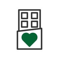 Chocolate love icon duotone green black style valentine illustration symbol perfect. vector