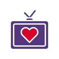 Tv love icon solid duocolor red purple style valentine illustration symbol perfect. vector