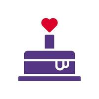 Cake love icon solid duocolor red purple style valentine illustration symbol perfect. vector