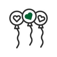 Balloon love icon duotone green black style valentine illustration symbol perfect. vector